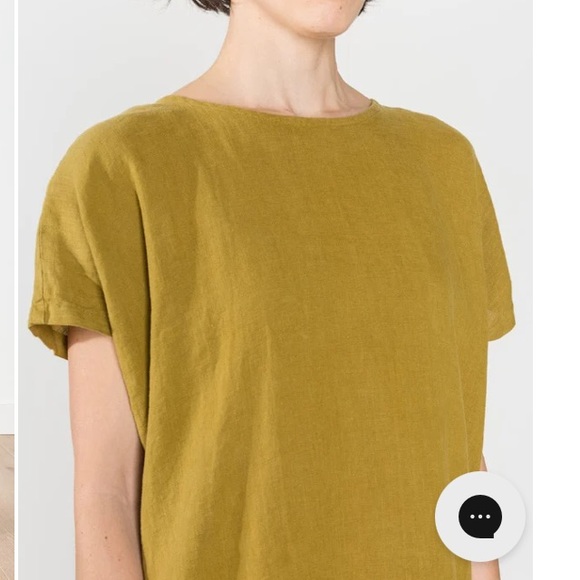 Deep mustard Black Crane 100% LINEN pleated cocoon dress - Picture 4 of 8